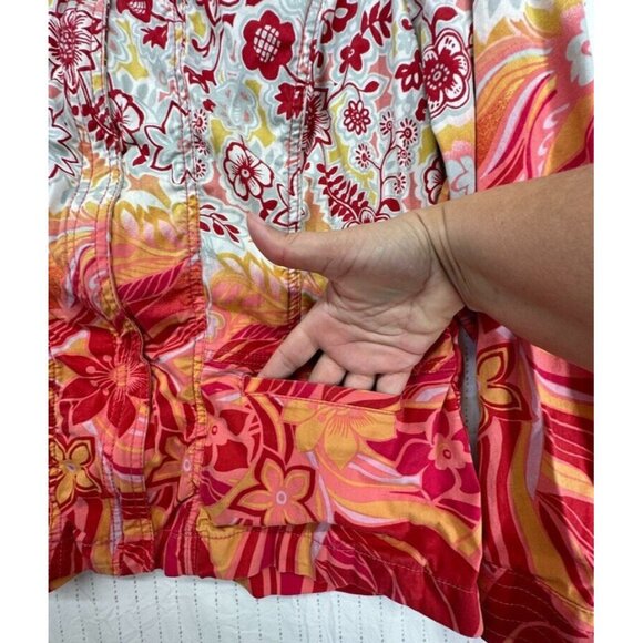 Chicos Womens Jacket Sz 3 XL Full Zip Ombre Boho Floral Lightwt BizCasual Pocket - Picture 4 of 14